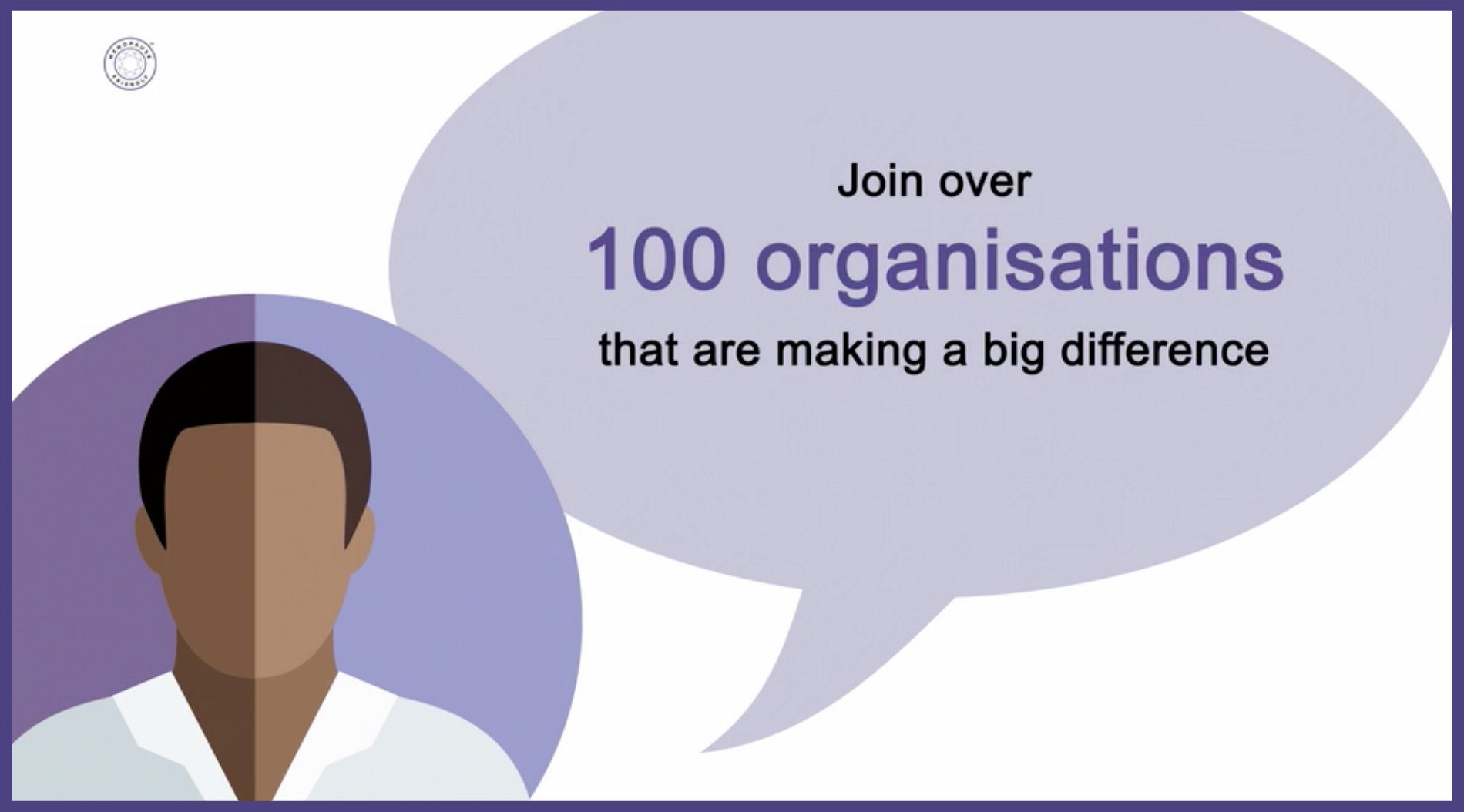 Infographic showing statistic that over 100 employers have committed to being menopause friendly | Menopause Friendly Workplace