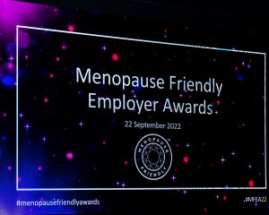 Screen on stage at The Menopause Friendly Employer Awards 2022