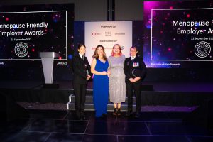 Natalia Berresford of Thames Valley Police, Deborah Garlick and Theresa Winters of Santander at The Menopause Friendly Employer Awards