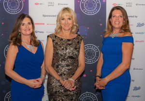 Deborah Garlick with Louise Minchin and The Rt Hon Caroline Nokes MP at The Menopause Friendly Employer Awards 2022