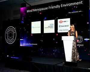 Louise Minchin congratulating finalists of The Most Menopause Friendly Environment award at The Menopause Friendly Employer Awards 2022