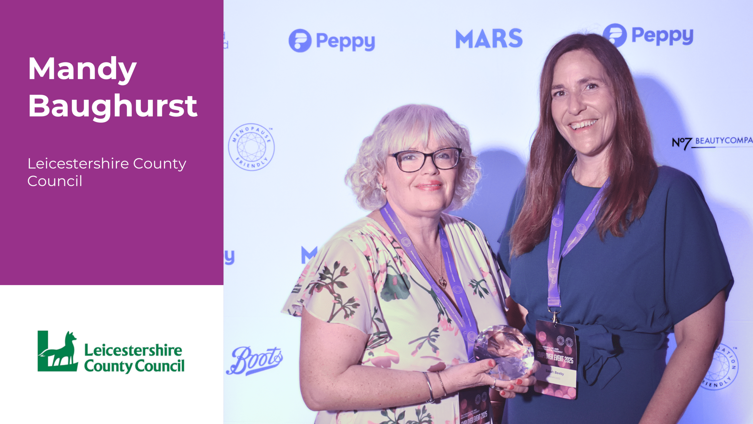 Mandy Baughurst - Leicestershire County Council - The Carolyn Lazarus Award - The Menopause and Menstruation Friendly Employer Awards 2025