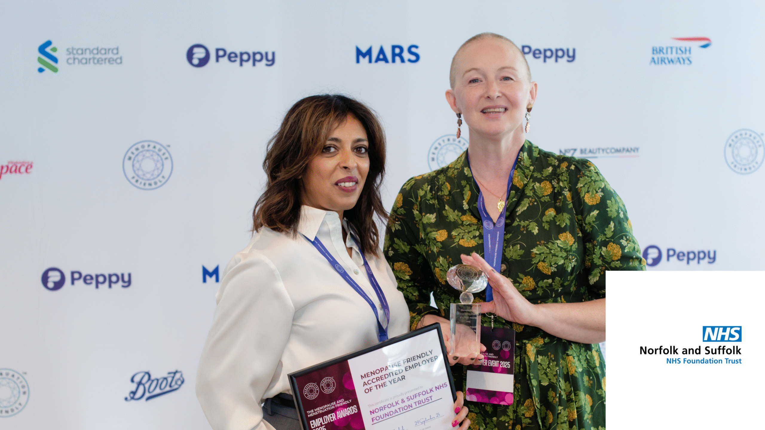 Norfolk & Suffolk NHS Foundation Trust - Menopause Friendly Employer of the Year (Public Sector) - Menopause and Menstruation Friendly Employer Awards 2025