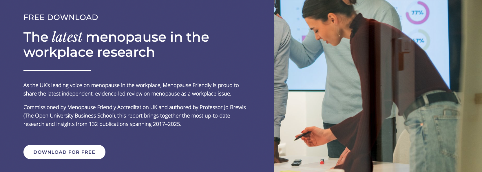 Menopause Friendly research, Prof Jo Brewis, menopause at work