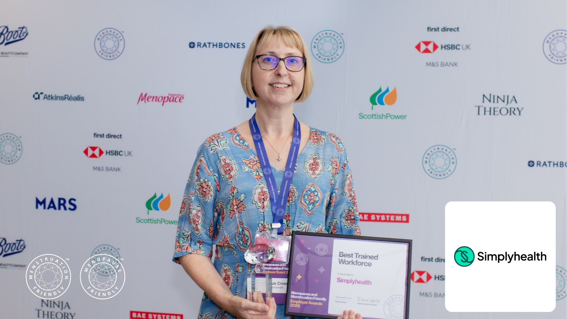 Simplyhealth, winner of Best Trained Workforce Award at 2026 Menopause & Menstruation Friendly Employer Awards