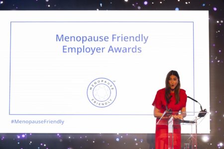 Lisa Snowdon on stage at The Menopause Friendly Employer Awards 2024 Lisa Snowdon on stage at The Menopause Friendly Employer Awards 2024